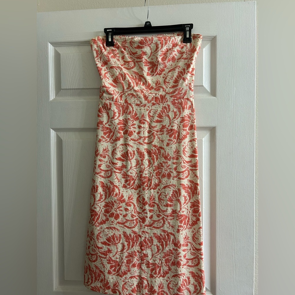 J Crew Elegant Coral and White Strapless Dress
